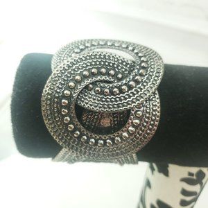 Womens Silvertone Circle Plated Fashion Jewelry Adjustable Cuff Bracelet